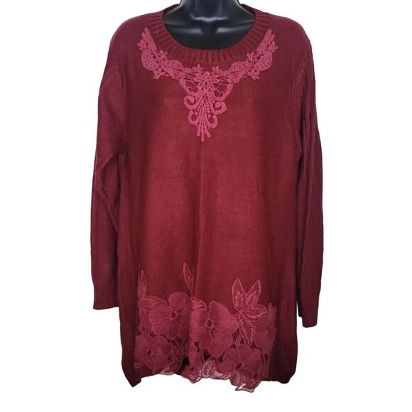 Pretty Angel applique Burgundy sweater size Large - Picture 1 of 7